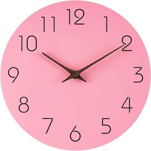 10" Silent Non Ticking Wall Clock Battery Operated - Simple Minimalist Wooden - Picture 3 of 4
